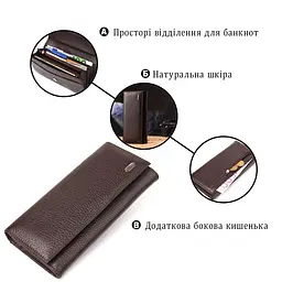 Жіночий стильний гаманець із натуральної зернистої шкіри Canpellini 21629 коричневий - мініатюра 7