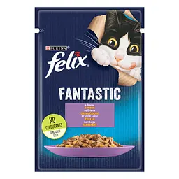 Вологий корм для котів Felix Fantastic з ягням 85 г