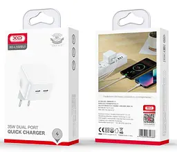 Сітчастий зарядний пристрій XO L102 double USB-C QC&PD3.0 35W 3A Білий - мініатюра 3
