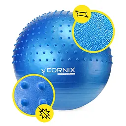 М'яч для фітнесу (фітбол) Cornix 55 см напівмасажний Anti-Burst Blue XR-0459 - мініатюра 6