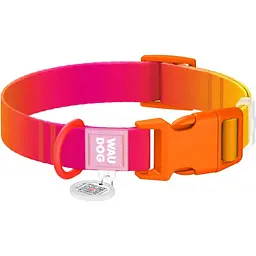 Нашийник для собак Waudog Nylon Recycled c QR паспортом градієнт розмір XL 2.5х37-58 см помаранчевий