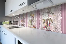 Кухонний фартух Троянди Шпалери вінілова наклейка ПВХ букети Квіти Рожевий 65х250 см Happy Pocket Z180884