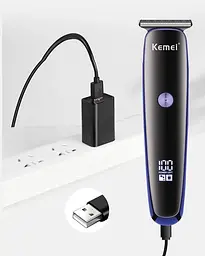 Акумуляторна машинка для стрижки волосся Kemei KM-828 з насадками - мініатюра 2