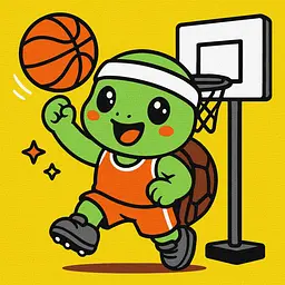 Картина за номерами Для дітей. Черепашка та баскетбол 25x25 см Ідейка KHO 1285