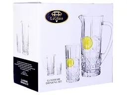 Набір для напоїв LeGlass: глечик, 1 л + склянки по 250 мл, 7 предметів (600-005) - мініатюра 2