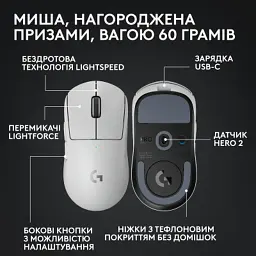 Мишка Logitech G Pro X Superlight 2 Lightspeed Wireless White (910-006638) - мініатюра 6
