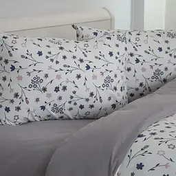Комплект постільної білизни Melluna Silk Garden євро сірий/білий з принтом (2-04704_33472) - мініатюра 6