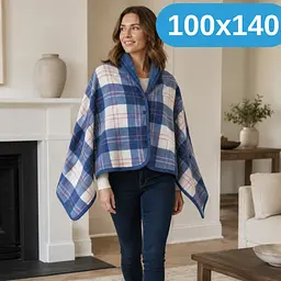 Універсальний плед-халат-шаль Solve у синю клітинку 100 x 140 см (KT9000910) - мініатюра 2