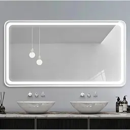 Дзеркало Dusel Led DE-M0065D Silver 80x65 см сенсорне включення + підігрів, Сірий - мініатюра 2