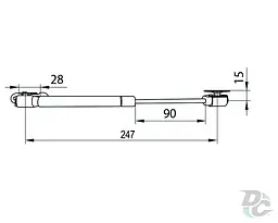 Амортизатор газовий для ДСП 60N відкриття вниз 2 кріплення - мініатюра 3