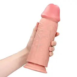Фалоімітатор RealRock Extra Thick No Balls 10", 25.4 см (тілесний) - мініатюра 3
