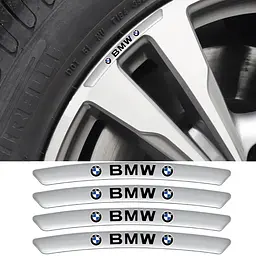 Емблема обода колеса BMW 4 шт Алюміній наклейка на диски на скотчі Сірі