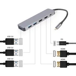 Концентратор Cablexpert USB-C 3-in-1 (A-CM-COMBO3-03) - мініатюра 4