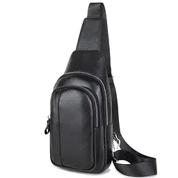 Чоловік шкіряний чорний слінг на плече Tiding Bag A25F-6601A - мініатюра 4