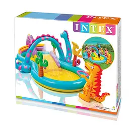 Дитячий надувний ігровий центр Intex  Планета динозаврів з гіркою - мініатюра 3