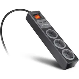 Мережевий подовжувач REAL-EL RS-3 USB CHARGE 1.8m, black (EL122500001) - мініатюра 8