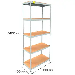 Металевий стелаж Emby Light Series (розмір 2400х900x450мм) 5 полиць ДСП до 100кг Білий - мініатюра 2