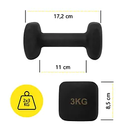 Гантелі вінілові Cornix Square 2 x 3 кг XR-0408 Black - мініатюра 5