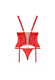 Корсет та стрінги Obsessive Blossmina, 6XL/7XL (червоний) - мініатюра 6