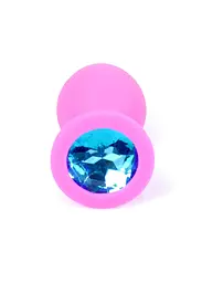 Силіконова анальна пробка з кристалом Boss Silikon Jewellery 8 см (блакитний) - мініатюра 4