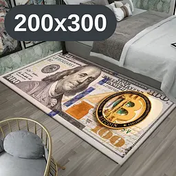 Стильний та зносостійкий килим для дому "100 доларів Bitcoin "200х300" KT8000215