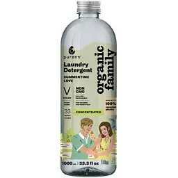 Набір: Засіб-концентрат рідкий Purenn Organic Family Summertime Love Календула для прання кольорових та темних тканин 1 л + Пом'якшувач-ополіскувач для тканин Purenn Organic Family Sunday Morning Алое 1 л - мініатюра 2