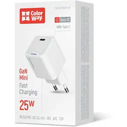 Зарядний пристрій ColorWay GaN Mini 25W PD Port PPS USB-C white (CW-CHS052PD-WT) - мініатюра 12