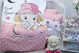 Комплект постільної білизни в ліжечко Tag Tekstil Sweet sleeper pink для немовлят Слоненя (рожевий) - мініатюра 3