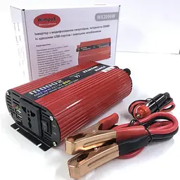 Автоінвертор 12 V-220 V перетворювач напруги з USB-портом 2000 W модифікована синусоїда WimpeX 12 V-220 V 2000 Вт