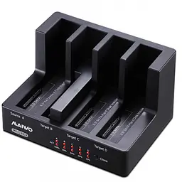 Зовнішня кишеня Maiwo клонов. для 4*HDD 2,5"/3,5" SATA/SSD через USB3.0 безгвинтов. кріпл. пластик чорн. (K3094A)