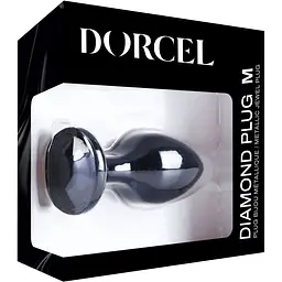 Металева анальна пробка з кристалом Dorcel Diamond Plug Black M - мініатюра 7