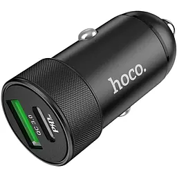 Автомобільний зарядний пристрій Hoco Z32B 20W PD Type-C + QC3.0 (1USB/3A) Black - мініатюра 3