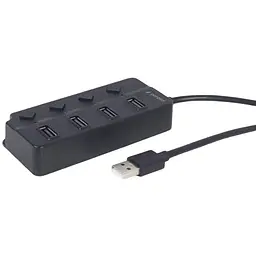 Хаб Usb Gembird UHB-U2P4P-01, чорний, Usb 2.0 - 4xUsb 2.0, кабель 80 см, кнопка вимкнення для кожного порту