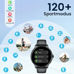 Смарт-годинник чоловічий 1.43" AMOLED з Bluetooth-дзвінками, пульсометром, SpO2, IP68 та 120+ спортивними режимами - мініатюра 2