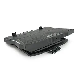 Підставка під ноутбук IceCoorel K12, 10-17", 15 * 60mm 2500±10% RPM, корпус пластик + алюміній, TYPE-C + USB, 400x305x39mm, Black, Box, Q10 - мініатюра 4