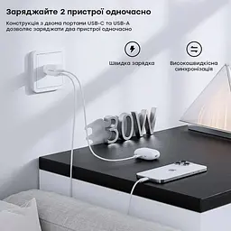 Мережевий зарядний пристрій Choetech USB-A/USB-C PD5012-EU-WH - мініатюра 7