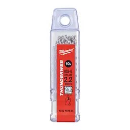 Свердло по металу THUNDERWEB HSS-G MILWAUKEE DIN338, діаметр 2,2х53х27мм, (10шт), пластикова коробка