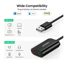 Звукова плата Ugreen US205 black (30724) - мініатюра 9