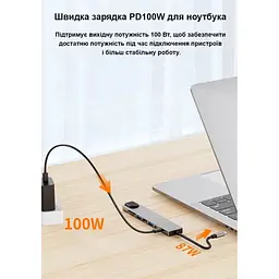 Концентратор Dynamode USB-C 8-in-1 HDMI 4K30Hz + 1xRJ45 + 1xUSB 3.0 + 1xUSB 2.0 + 1xUSB-C PD (BYL-2017L) - мініатюра 11