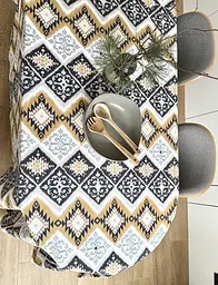 Скатертина столова Ecotton DUCK 170х220 см водовідштовхувальна Орнамент синьо-жовта (25839/2) (25001) - мініатюра 3