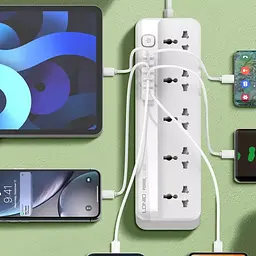 Мережевий зарядний пристрій подовжувач LDNIO SC5614 6 USB 5 розеток 2m білий - мініатюра 4