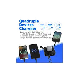 Батарея універсальна Energizer Magnetic Wireless 10000mAh 20W PD, AC зарядка, QI/15W, built-in USB-C (QM10001AC) - мініатюра 8