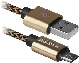 Кабель USB 2.0 AM-micro BM, 1.0 м, золотистый, 08-03T PRO Defender - миниатюра 2