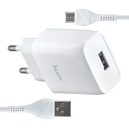 МЗП Hoco C72A Glorious single port charger set ( Type-C ) ( EU ) White