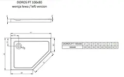 Душовий піддон Radaway Doros PT E 100x80 лівий SDRPT1080-01L - мініатюра 2
