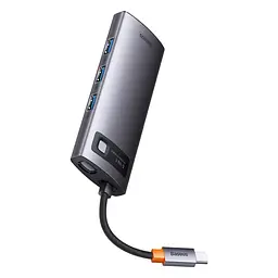 Хаб Baseus Metal Gleam Series 6-in-1 Type-C HUB Type-C to USB3.0*3+PD*1+SD/TF*1 WKWG030213 Grey - мініатюра 5