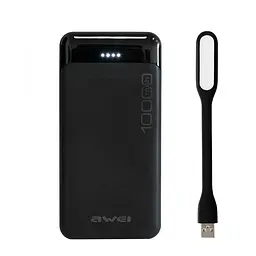 Powerbank для телефону повербанк чорний 10000mAh Awei P37K та USB ліхтарик для ноутбука 1.2W - мініатюра 9