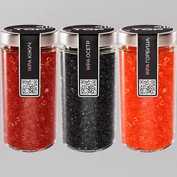 Ікра "Горбуша+Кіжуч+Осетр" CapsFood імітована в Банці 500+500+500 г