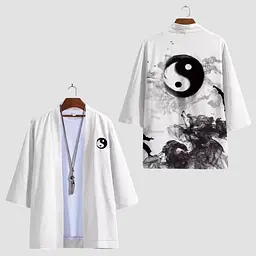 Плащ Хаорі Накидка в японському стилі Інь та ян Дракон Yin and Yang Dragon H N YY D 02