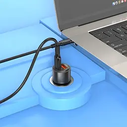 Зарядний пристрій BOROFONE 1xUSB-C PD 65 Вт + 1xUSB QC 3.0 83 Вт автомобільний адаптер прозоро-чорний (6941991101625) - мініатюра 7